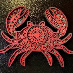 Layered Wood Crab Mandala Handcrafted Coastal Wall Art - thumbnail 3