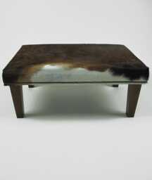 Large Cowhide Footstool 319 Brown & White Hair-On-Hide Ottoman - 30 X 20 - thumbnail 1
