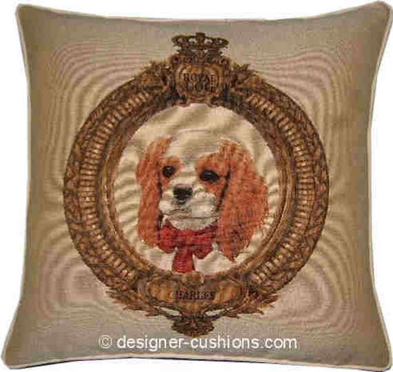 Royal King Charles Spaniel Woven Tapestry Cushion Cover Sham - image 1