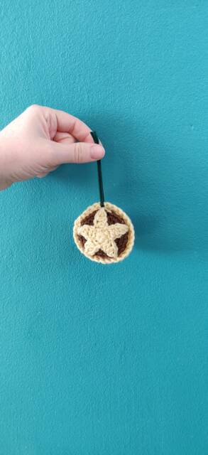 Crochet Mince Pie Christmas Ornament, Handmade Holiday Decor - image 1