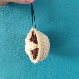 Crochet Mince Pie Christmas Ornament, Handmade Holiday Decor - thumbnail 4