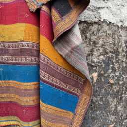 Boho Cotton Kantha Patchwork Quilt Reversible Block Print Handmade Bedspread Throw - thumbnail 3