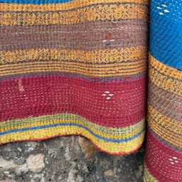 Boho Cotton Kantha Patchwork Quilt Reversible Block Print Handmade Bedspread Throw - thumbnail 2
