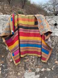 Boho Cotton Kantha Patchwork Quilt Reversible Block Print Handmade Bedspread Throw - thumbnail 1