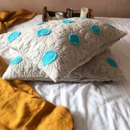 Sunflower Quilted Linen Pillowcases - Set Of 2 Stonewashed Flax Bedding - thumbnail 2