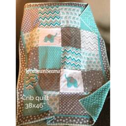 Elephant Quilt/Elephant Baby Blanket/Handmade Lovey/Baby Quilts - thumbnail 2