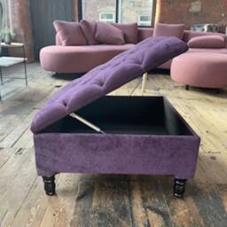 Handmade Purple Velvet Ottoman Coffee Table With Storage - thumbnail 2