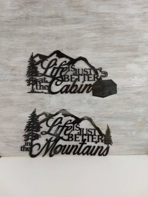 Cabin Wall Art, Mountain Home Sign, Life Is Better Housewarming Gift, Lodge Metal Decor, Gift - image 1