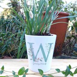 Personalised Ceramic Plant Pot Floral Design, Gift For Mum/Gran - thumbnail 1
