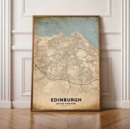 Edinburgh City Map Print Unique Wall Art Framed Home Decor Poster Scotland - thumbnail 1