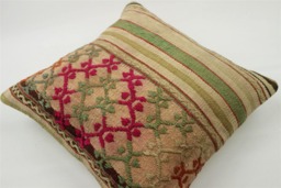 Vintage Kilim Pillow Cover Turkish Wool Cushion, Bohemian Decor - 16x16 Inch - thumbnail 1