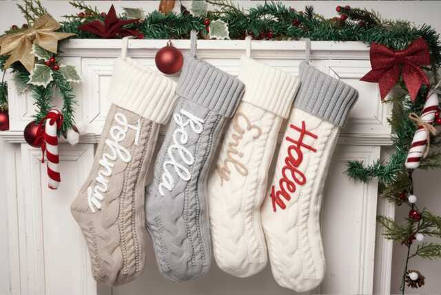 Personalized Family Christmas Stockings, 2025 Custom Stocking, Knitted Stockings With Name, Monogram Holiday Stocking Decor Gift - image 1