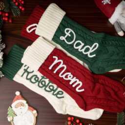 Personalized Family Christmas Stockings, 2025 Custom Stocking, Knitted Stockings With Name, Monogram Holiday Stocking Decor Gift - thumbnail 2