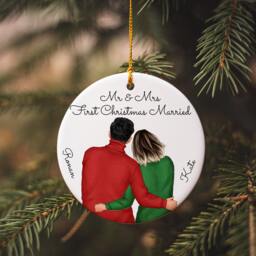 Personalized First Christmas Married Ornament Mr & Mrs Gift