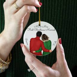 Personalized First Christmas Married Ornament Mr & Mrs Gift - thumbnail 2