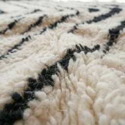 White & Black Beni Ourain Rug - Handmade Moroccan Wool Bold Chevron Stripe Berber Area For Living Room Afrikesh - thumbnail 4