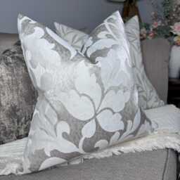 Elegant Damask Stone Taupe Cushion Cover, 16