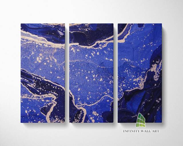 Blue Amethyst Canvas Art Split Panel Marble Abstract Wall Print Picture Home Decor -C185 - image 1
