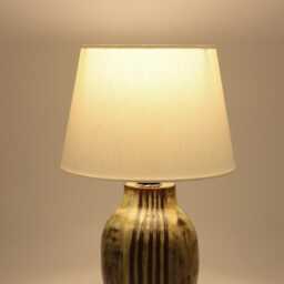 Cinnamon By Princz Ceramics - Handmade, Glazed, One Of A Kind Ceramic Table Lamp With Cotton Drum Shade - thumbnail 3