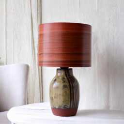 Cinnamon By Princz Ceramics - Handmade, Glazed, One Of A Kind Ceramic Table Lamp With Cotton Drum Shade - thumbnail 1