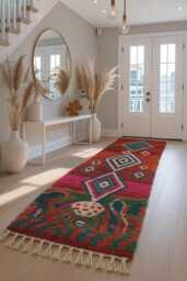 Handmade Moroccan Wool Runner Rug Abstract Berber Design