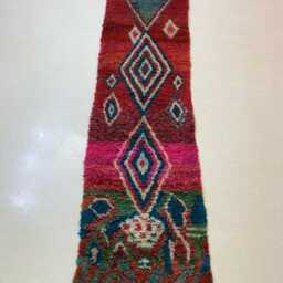 Handmade Moroccan Wool Runner Rug Abstract Berber Design - thumbnail 3