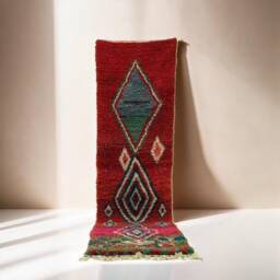 Handmade Moroccan Wool Runner Rug Abstract Berber Design - thumbnail 2