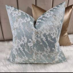 Belle Duck Egg & Gold Luxury Cushion Cover Double Sided Glamorous Boutique Style Modern Sofa Bed Pillow Cover - thumbnail 2