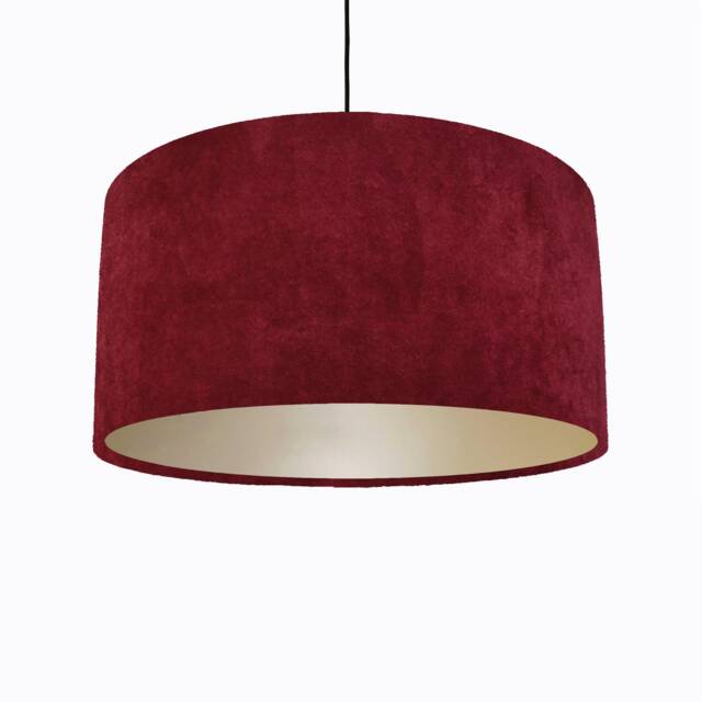 Red Lampshade in Velvet With Champagne Lining - image 1