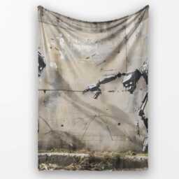 Futuristic Black Robots On Concrete Wall Graffiti, All Season Comfort, Comfortable Everyday Use - Super Soft Fleece Blanket Bed Sofa Throw - thumbnail 1