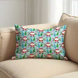 Christmas Cushion Cover With Santa & Tree Print, Festive Holiday Throw Pillow Case, Cute Xmas Decorative Case For Living Room - thumbnail 3