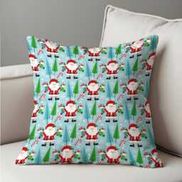 Christmas Cushion Cover With Santa & Tree Print, Festive Holiday Throw Pillow Case, Cute Xmas Decorative Case For Living Room - thumbnail 4