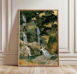 Japanese Waterfall Poster, Zen Landscape Print, Nature Wall Art - thumbnail 1