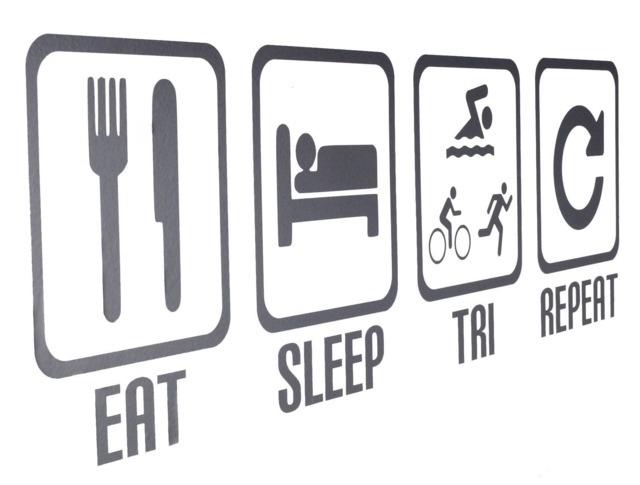 Eat Sleep Tri Repeat Vinyl Wall Art Triathlon Decals/stickers - Various Colours - image 1