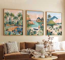 Philippines Poster Set Of 3, Vintage Travel Illustration, Tropical Island Wall Art Prints, Retro Style - thumbnail 1