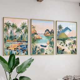 Philippines Poster Set Of 3, Vintage Travel Illustration, Tropical Island Wall Art Prints, Retro Style - thumbnail 3