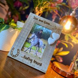 Horse Photo Frame - Hoofing Around Horsing Show Jumping Pony Equestrian Personalised Driftwood Gift 6x4 - thumbnail 2