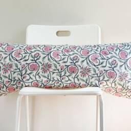 Floral Lumbar Pillow Cover Indian Block Print, Boho Farmhouse Decor - thumbnail 2