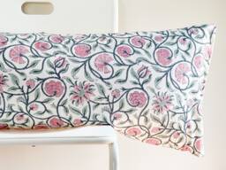 Floral Lumbar Pillow Cover Indian Block Print, Boho Farmhouse Decor - thumbnail 1