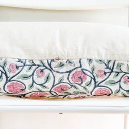 Floral Lumbar Pillow Cover Indian Block Print, Boho Farmhouse Decor - thumbnail 3