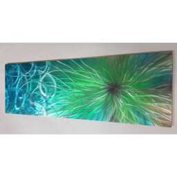 Confused Nova Metal Wall Art, Teal Green Silver, Indoor Outdoor