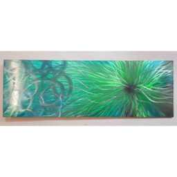 Confused Nova Metal Wall Art, Teal Green Silver, Indoor Outdoor - thumbnail 3