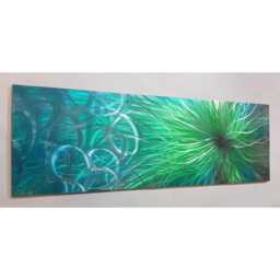 Confused Nova Metal Wall Art, Teal Green Silver, Indoor Outdoor - thumbnail 2