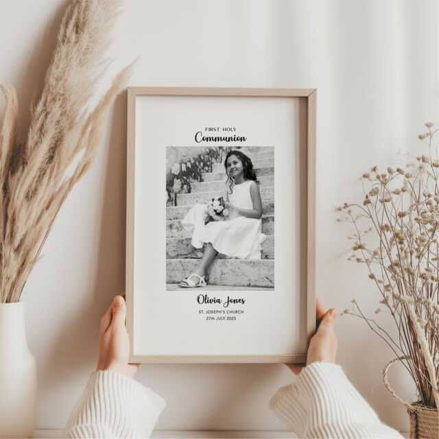 First Holy Communion Personalised Photo Print - 1st Religious Keepsake Gift Custom Frame - image 1