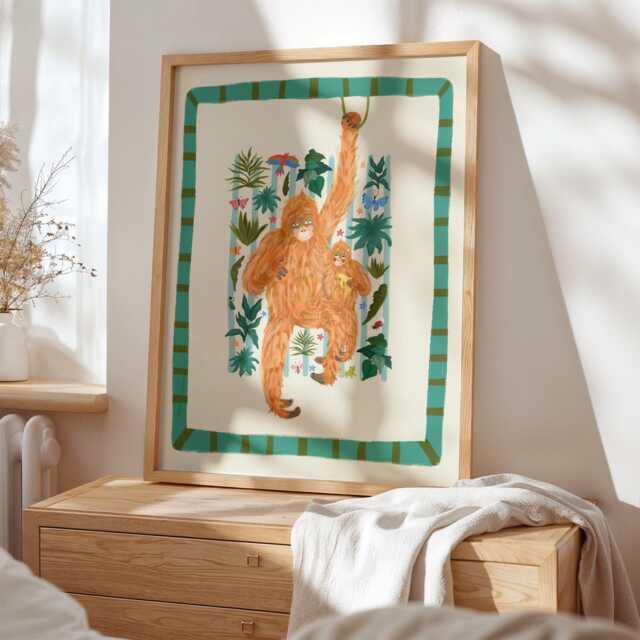 Ollie Orangutan Print Katefoxdesign Nursery Art, Jungle Animal - image 1