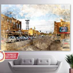 Williston Downtown Canvas Print, Wall Art, Painting, North Dakota, Poster, Skyline - thumbnail 3