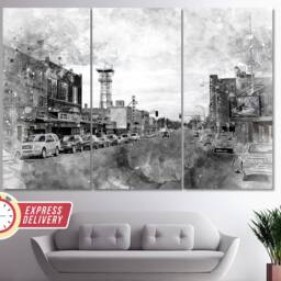 Williston Downtown Canvas Print, Wall Art, Painting, North Dakota, Poster, Skyline - thumbnail 2