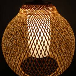 Melon Bamboo Pendant Light Natural Woven Lampshade - 40cm - thumbnail 3