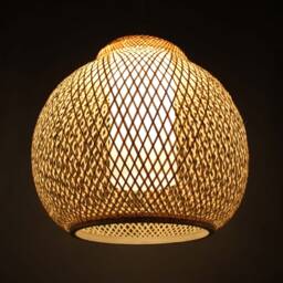 Melon Bamboo Pendant Light Natural Woven Lampshade - 40cm - thumbnail 2