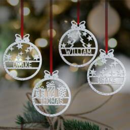 Personalized Acrylic Christmas Bauble, Custom Name Ornament Bauble - thumbnail 3